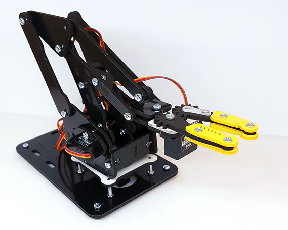 ArmUno 2.0 Robot Arm Kit Black with Yellow Soft Jaws